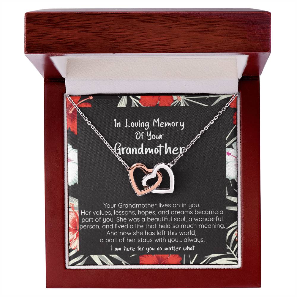 Loss Of Grandmother She Lives On In You Connected Hearts Forever Necklace Interlocking Hearts Necklace