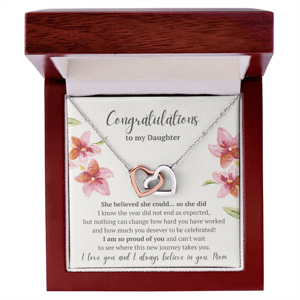Graduation Congratulations Daughter Interlocked Hearts Necklace Interlocking Hearts Necklace