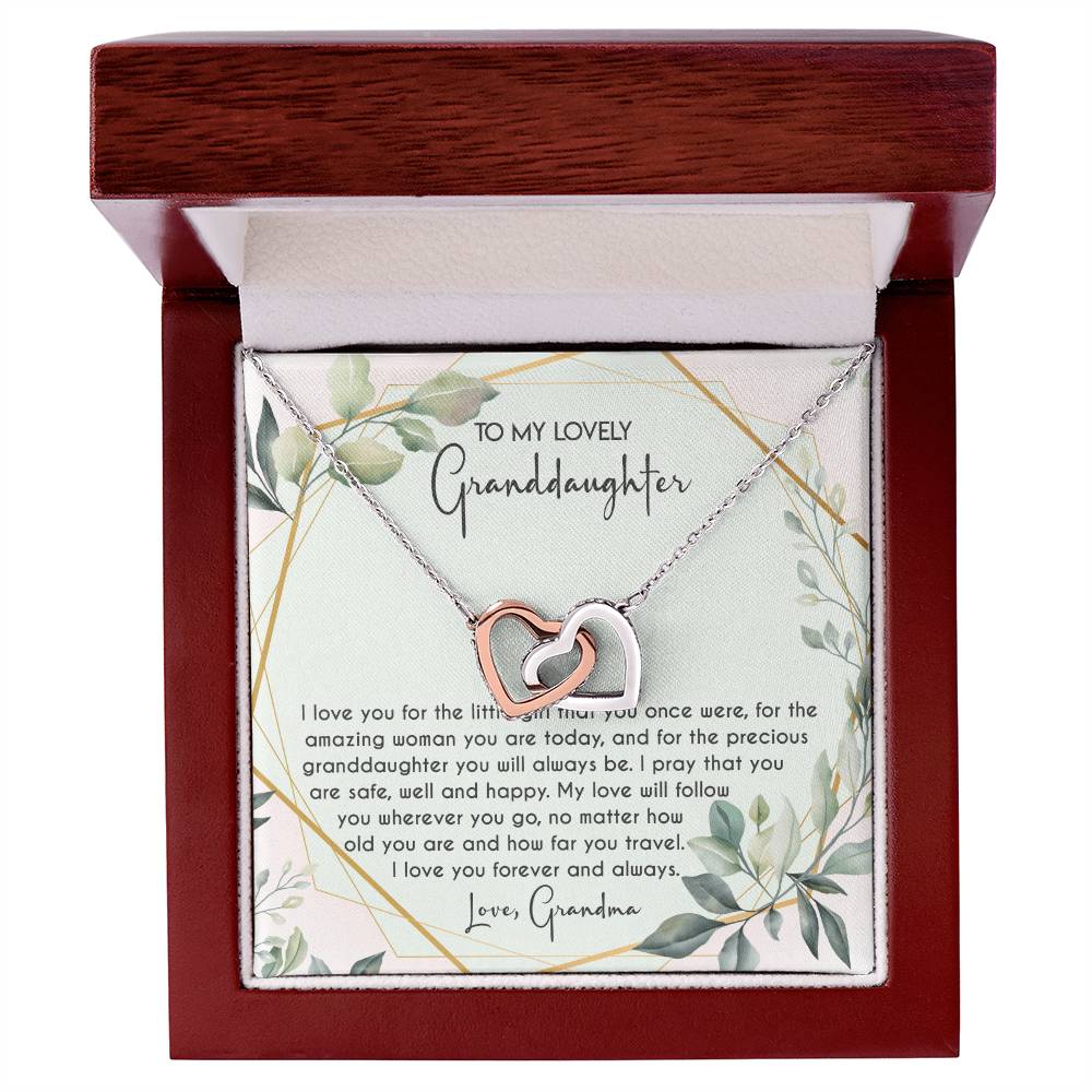 To My Lovely Granddaughter Necklace Gift To Granddaughter From Grandma Granddaughter Birthday Graduation Gift Interlocking Hearts Necklace