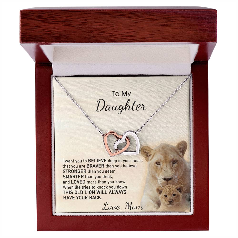 To My Daughter Necklace Gift From Mom On Birthday Graduation Daughter Grown Up Daughter Interlocking Hearts Necklace