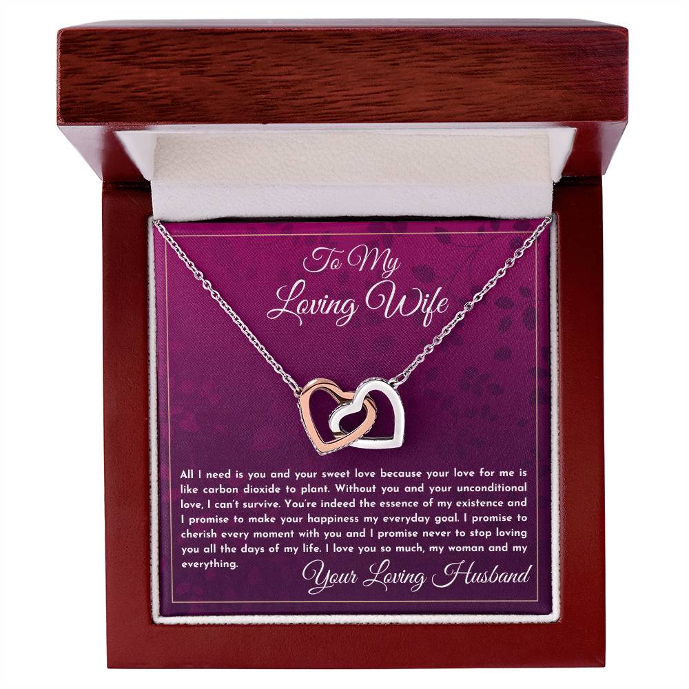 Gift For Wife All I Need Is You And Your Sweet Love Interlocking Hearts Necklace
