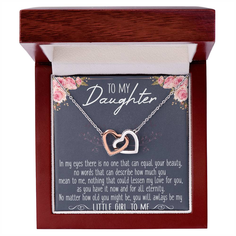 To My Daughter Interlocking Hearts Necklace Message Card