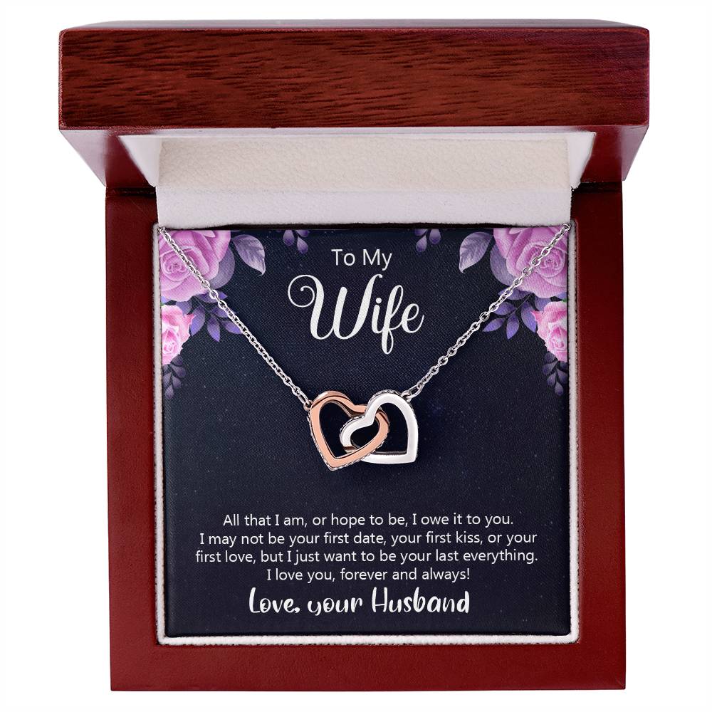 To My Wife - I Love You Forever Interlocking Hearts Necklace