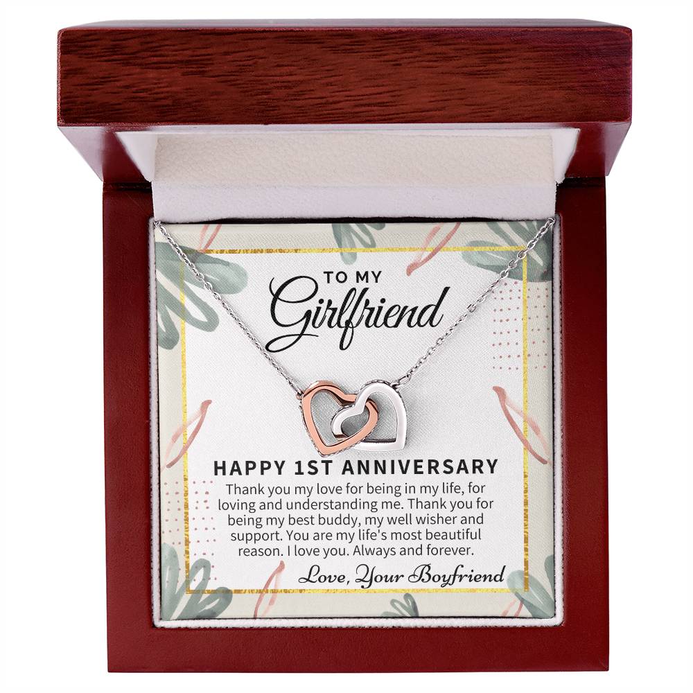 1St Anniversary Gift For Girlfriend Personalized Anniversary Gift One Year Anniversary Gifts 1 Year Anniversary Gift For Girlfriend Interlocking Hearts Necklace