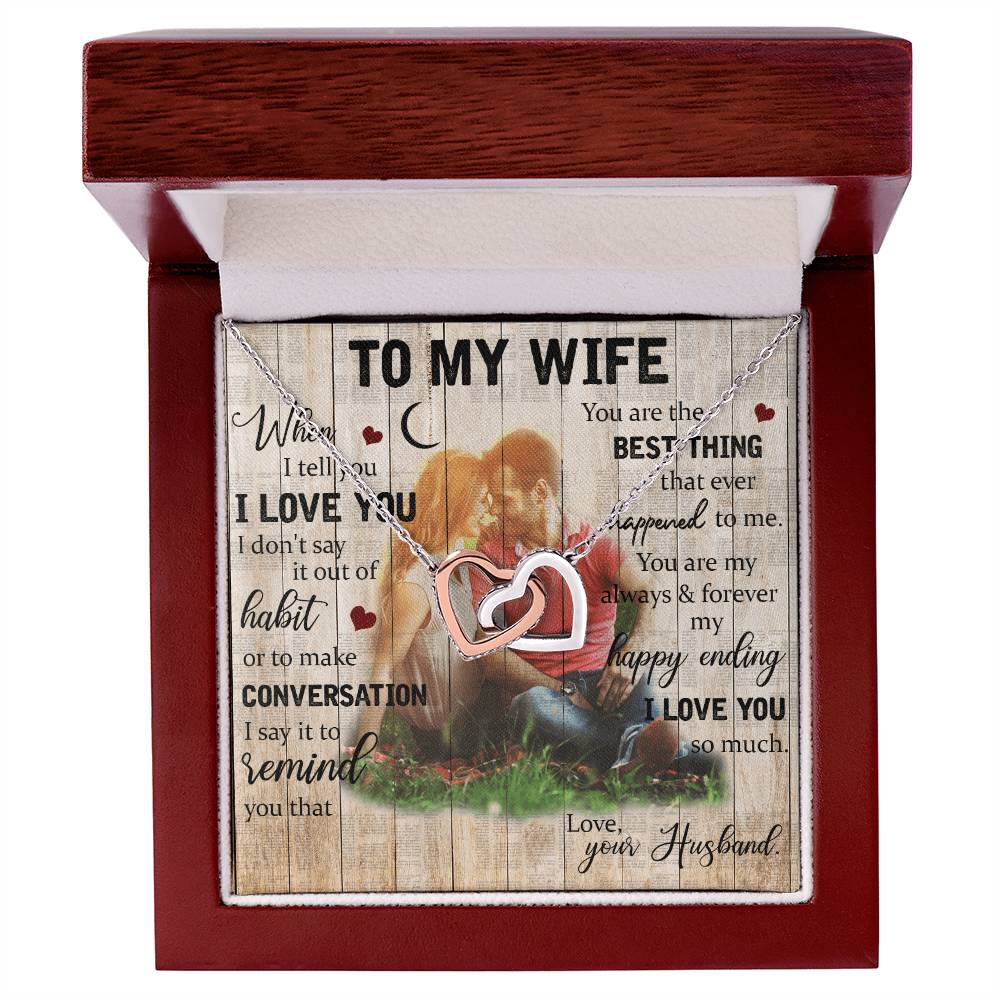 Wife Birthday Necklace Husband To Wife Necklace Necklace Present For Wife Jewelry For My Wife Interlocking Hearts Necklace