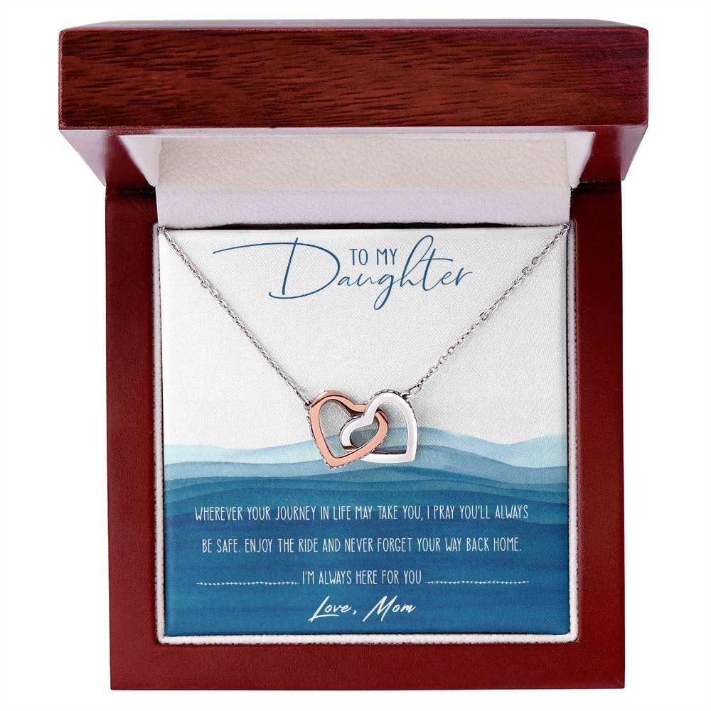 To My Daughter Interlocking Hearts Necklace Message Card