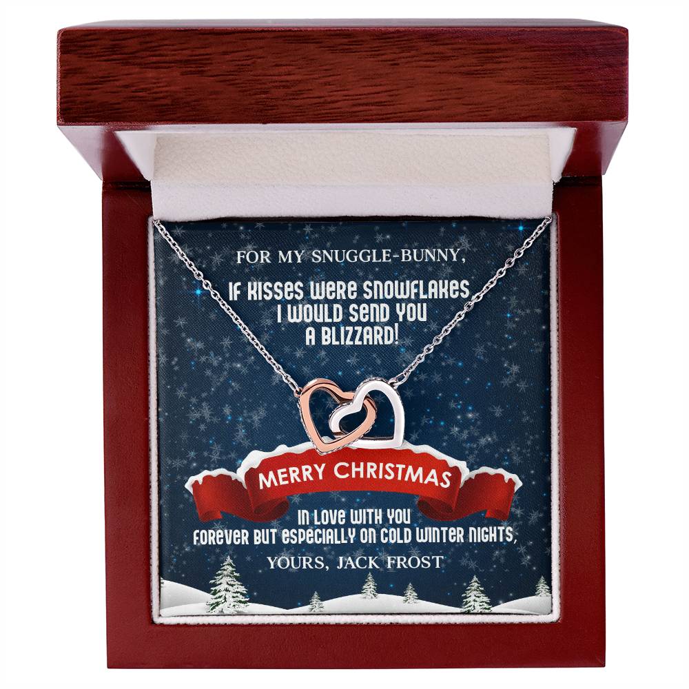 Husband To Wife - If Kisses Were Snowflakes - Customizable Christmas Gift Interlocking Hearts Necklace