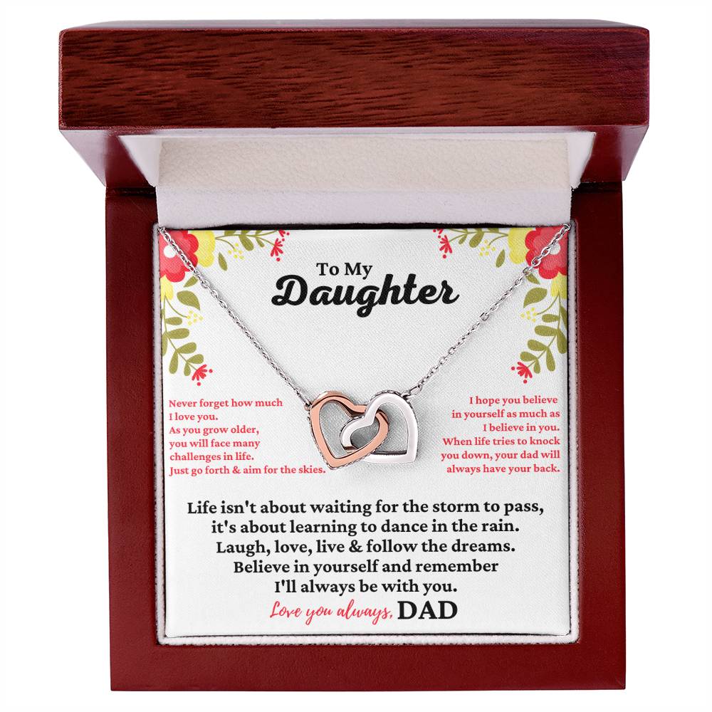 To My Daughter - I'Ll Always Be With You - Necklace Interlocking Hearts Necklace