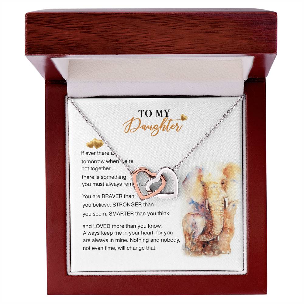 To My Daughter Necklace From Elephant Mom Interlocking Hearts Necklace
