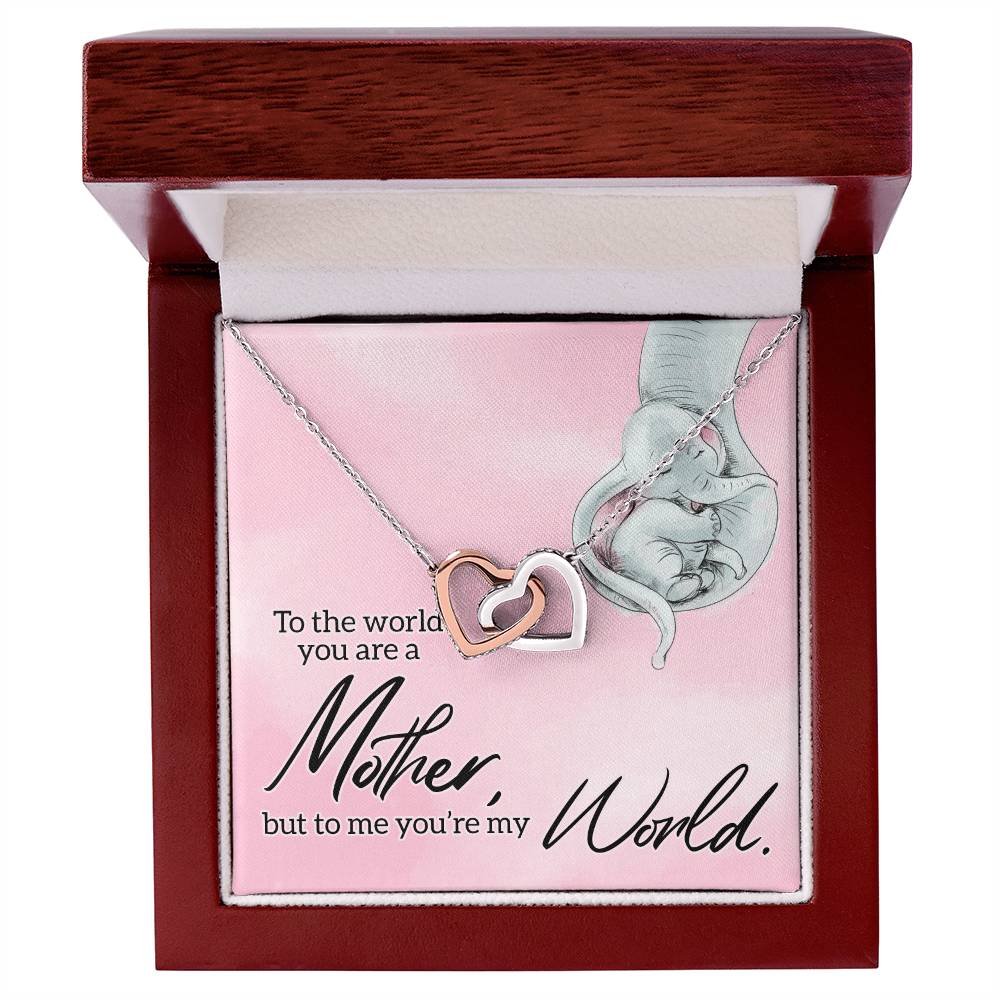 To My Mom World Love You Always Interlocking Hearts Necklace
