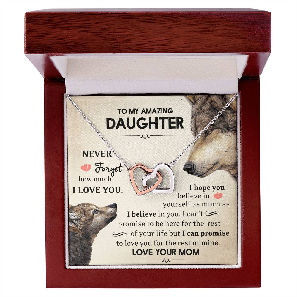To My Daughter - Never Forget - Necklace Interlocking Hearts Necklace