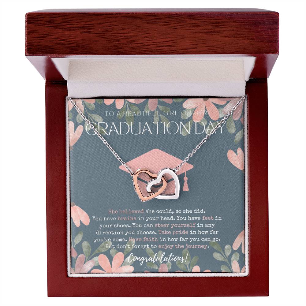 Graduation Gift Necklace For Daughter College Graduation Gift For Her High School Senior Graduation Mba Phd Master Class Of 2021 Interlocking Hearts Necklace