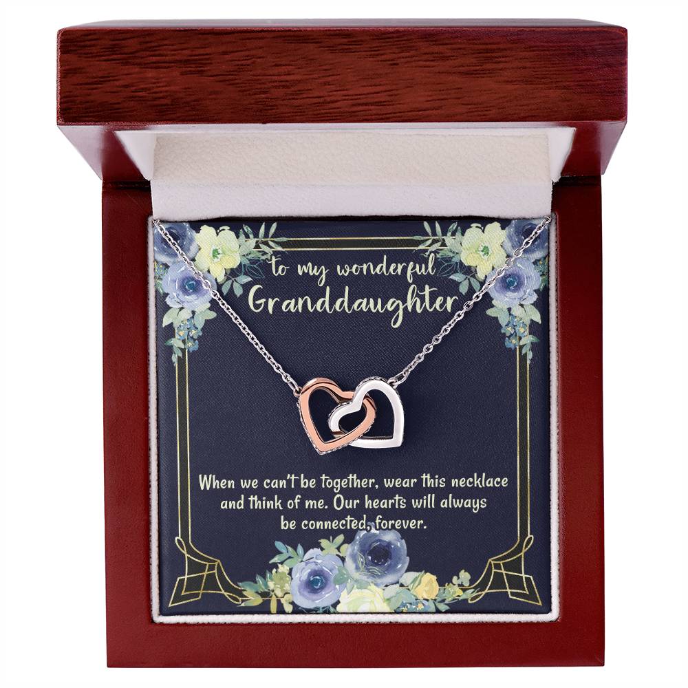 To My Wonderful Granddaughter Our Hearts Will Always Be Connected Necklace Gift From Grandmother Gift From Grandfather Interlocking Hearts Necklace
