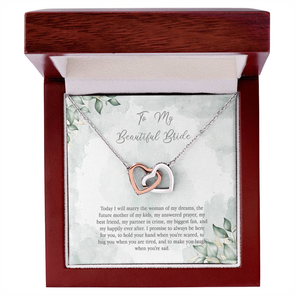 Wedding Day Gift For Bride From Groom - Woman Of My Dreams Interlocking Hearts Necklace