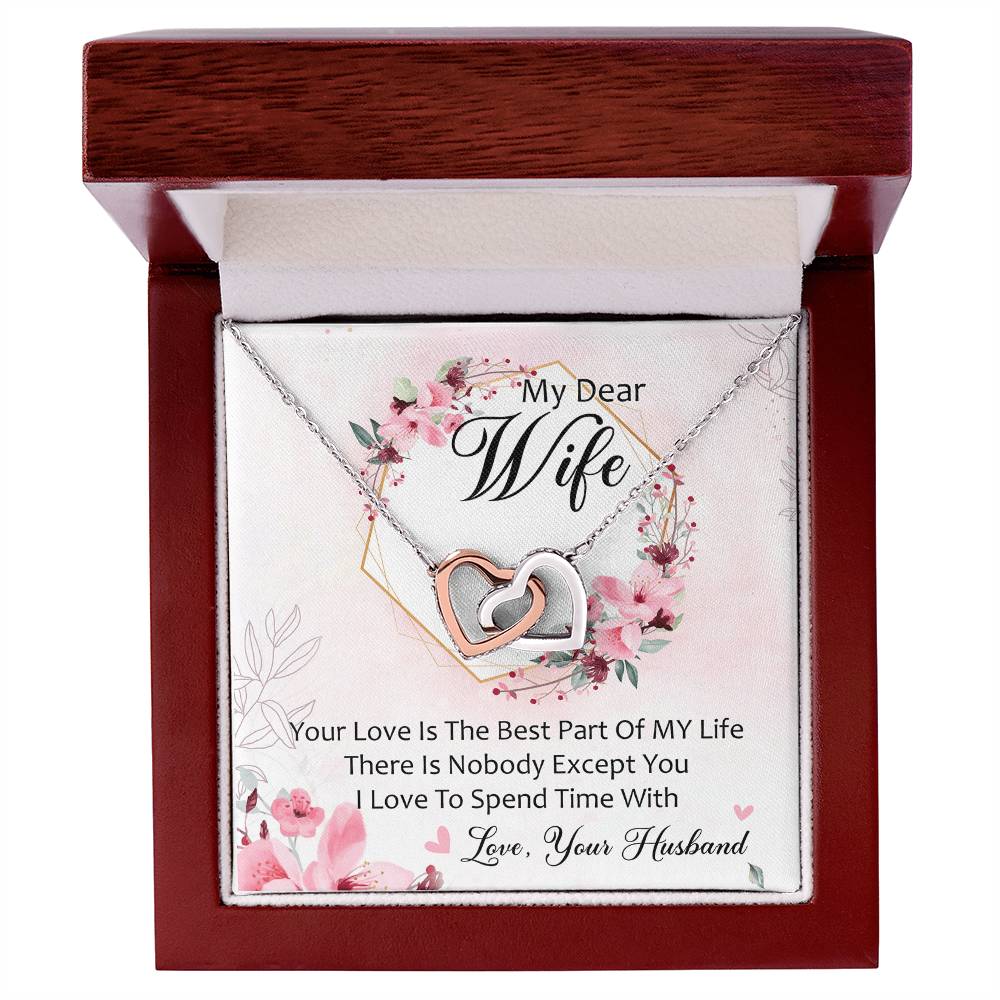 My Dear Wife I Love To Spend Time With You Interlocking Hearts Necklace