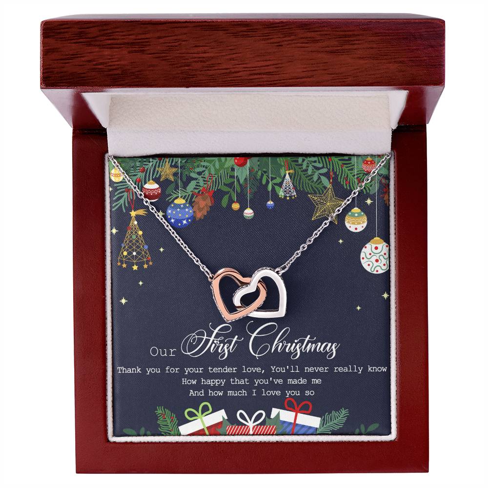 Our First Christmas Interlocking Hearts Necklace Message Card