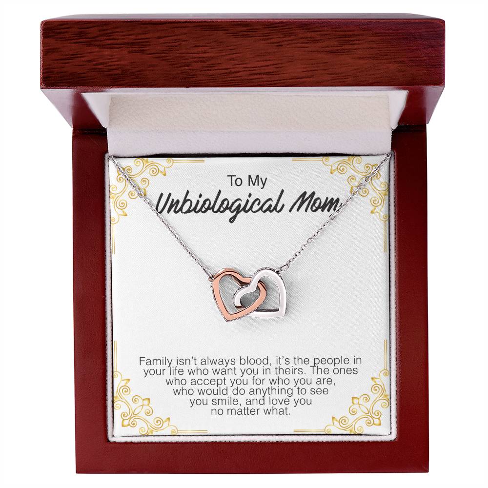 To My Unbiological Mom - Interlocking Hearts Premium Lovecube Interlocking Hearts Necklace