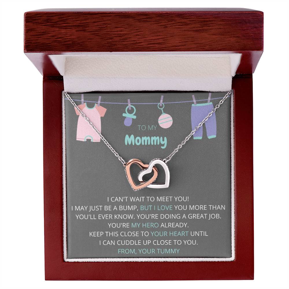 To My Mommy Necklace Gift For Expecting Moms Interlocking Hearts Necklace