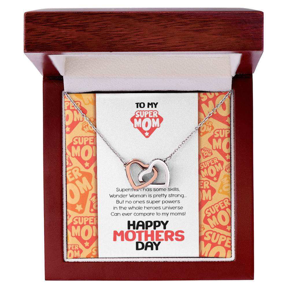 Super Mom Mothers Day Gift Necklace Interlocking Hearts Necklace