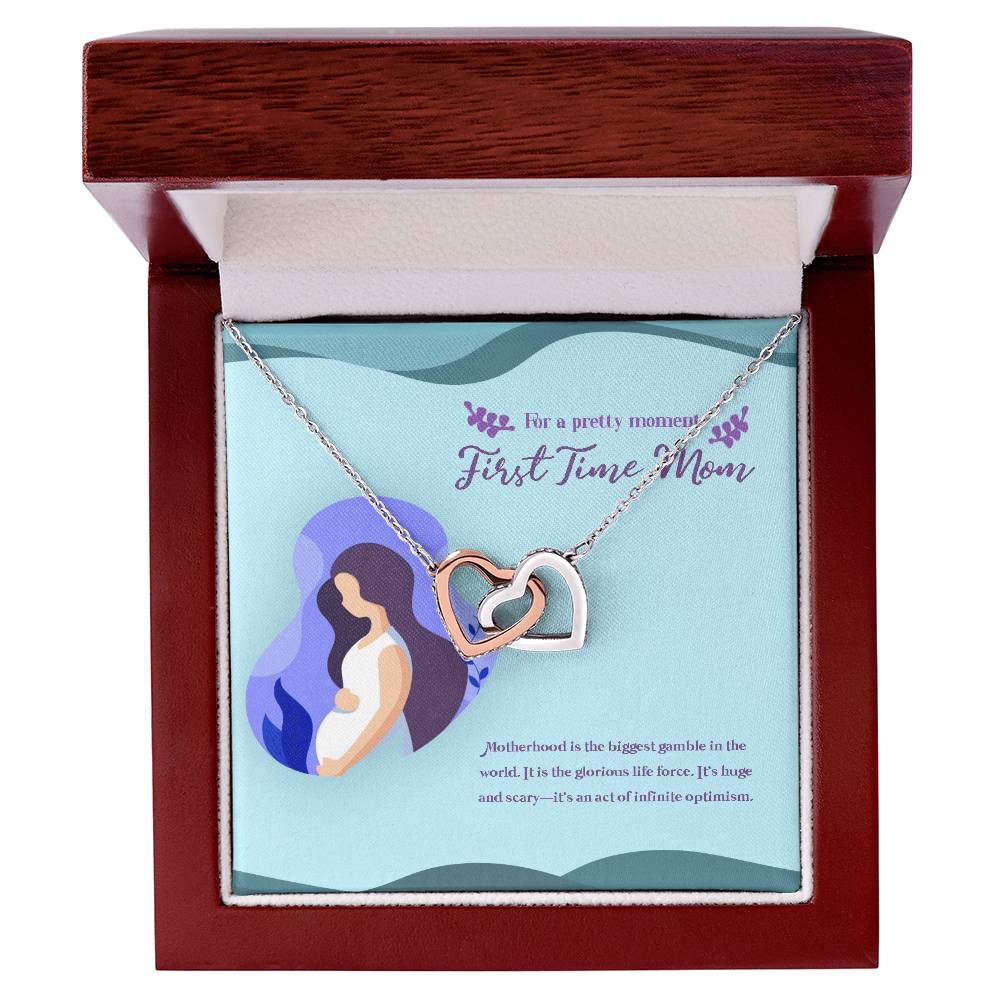 To My Mom The First Time Mommy Mother'S Day Mommy To Be Gift Pregnant Necklace Interlocking Hearts Necklace
