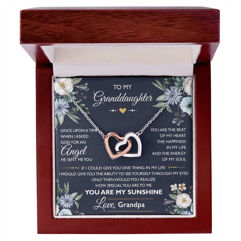 To My Granddaughter From Grandpa - Interlocking Heart Necklace Interlocking Hearts Necklace