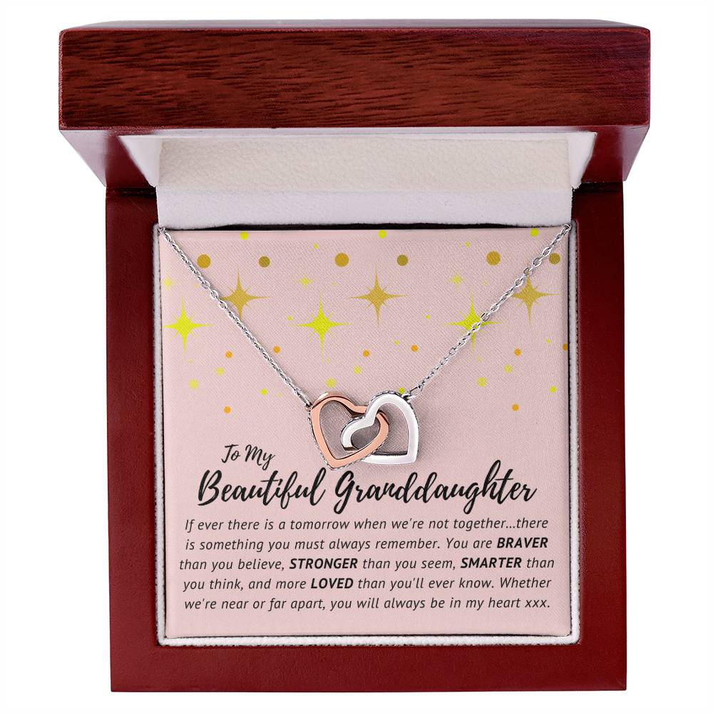 To My Beautiful Granddaughter - Interlocking Hearts Necklace [Soq4-26]