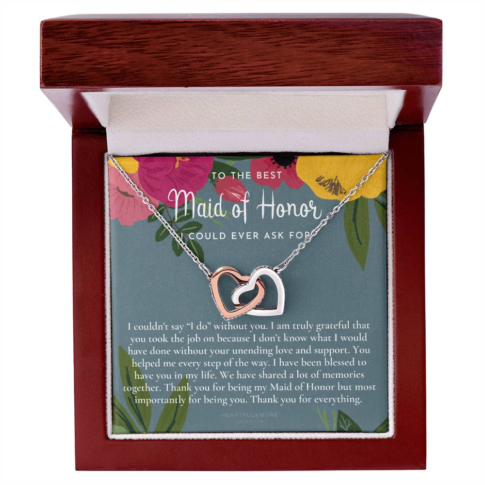 Maid Of Honor Thank You Gift From Bride Bridesmaid Gift Maid Of Honor Gift Necklace Matron Of Honor Gift Thank You Gift From Bride Interlocking Hearts Necklace