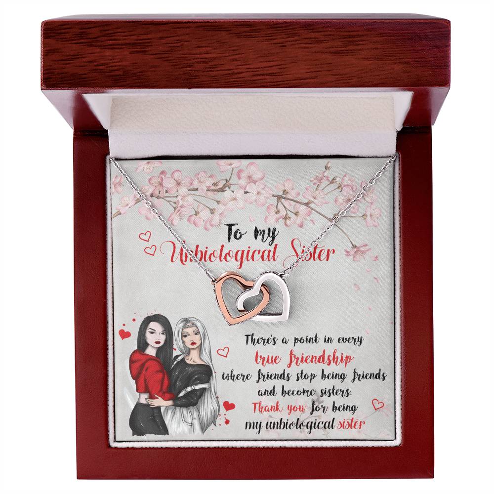 Unbiological Sister Gift-Inter Locking Necklace For Unbiological Sister-Sister Gift Idea-Best Friend Necklace Gift Idea Interlocking Hearts Necklace