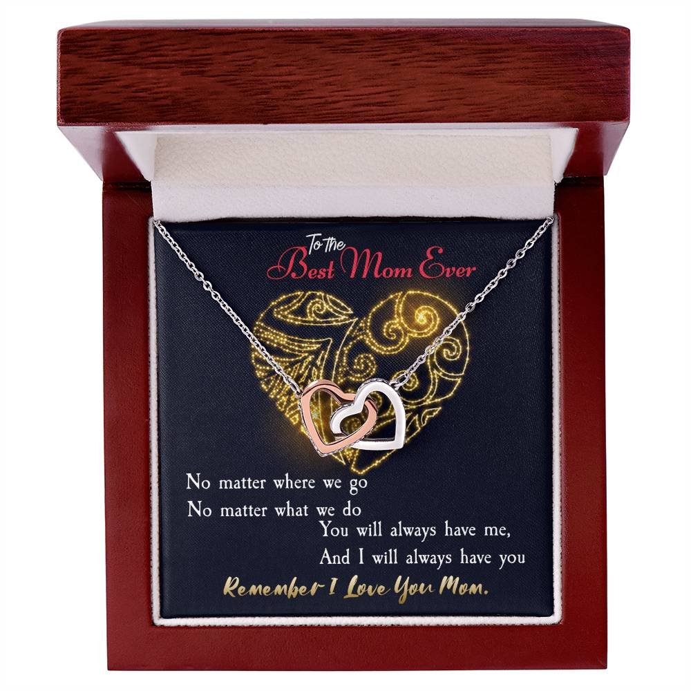 To The Best Mom Ever. Meaningful Present For Mother. Interlocking Hearts Necklace