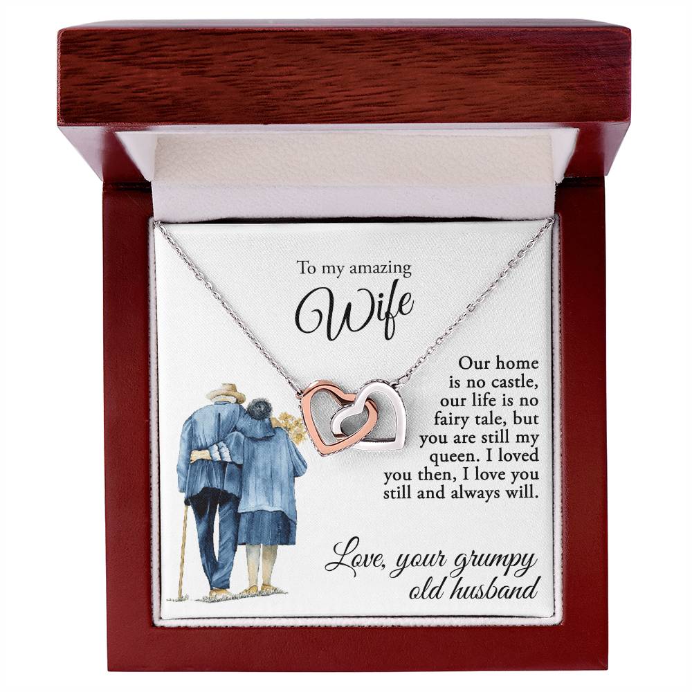 To My Amazing Wife - Love Your Grumpy Old Husband - Necklace Interlocking Hearts Necklace