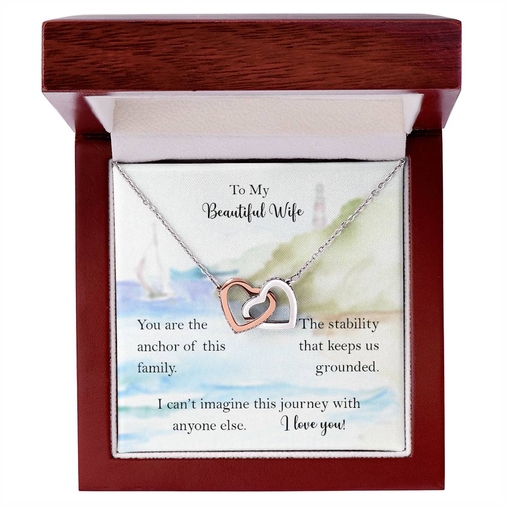 My Wife Anchor Of Our Family Interlocked Hearts Necklace From Husband Interlocking Hearts Necklace