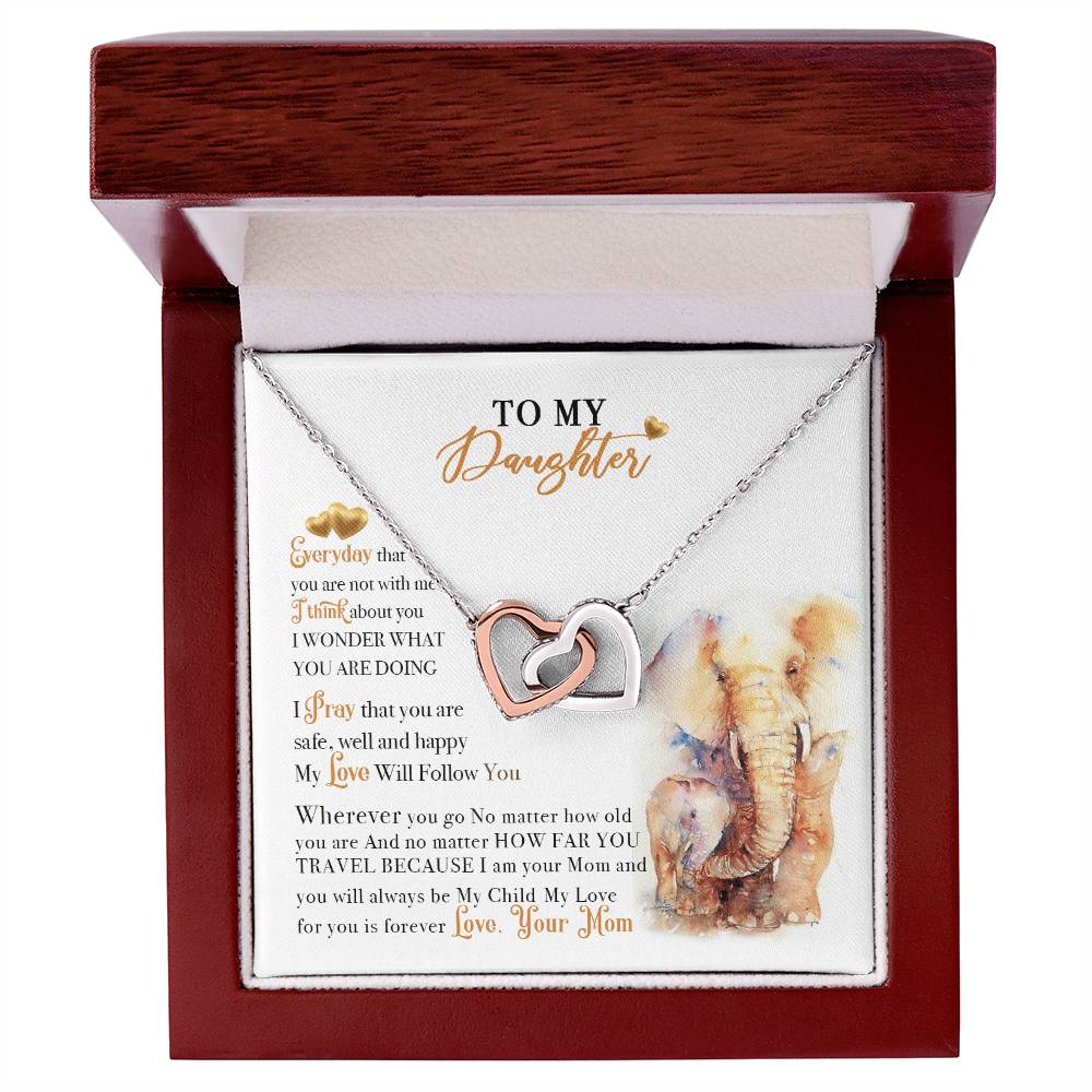 To My Daughter Necklace From Elephant Dad Interlocking Hearts Necklace