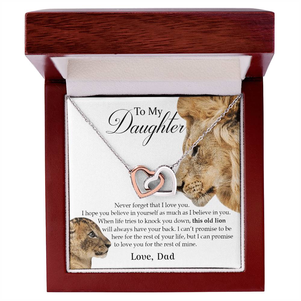 To My Daughter Interlocking Heart Necklace Old Lion Interlocking Hearts Necklace