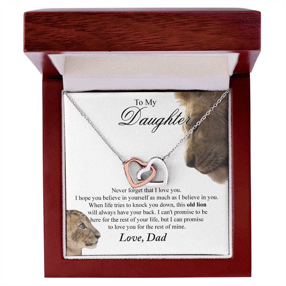 To My Daughter - Love Dad Interlocking Heart Interlocking Hearts Necklace