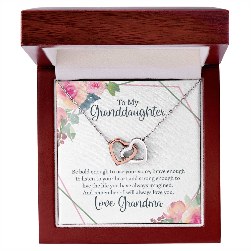To My Granddaughter - Interlocking Hearts Necklace