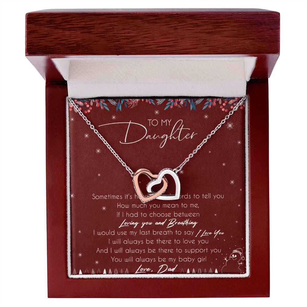 To My Daughter Interlocking Hearts Necklace Message Card