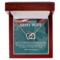 Army Wife Gift Military Gift Wife To The Best Army Wife In The World Army Jewelry Deployment Necklace Deployment Gift Gift For Army Wife Interlocking Hearts Necklace