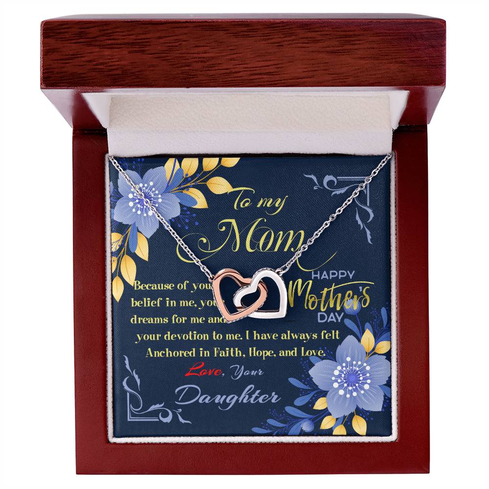 Interlocked Hearts Necklace Gift Set - From Daughter To Mom Interlocking Hearts Necklace
