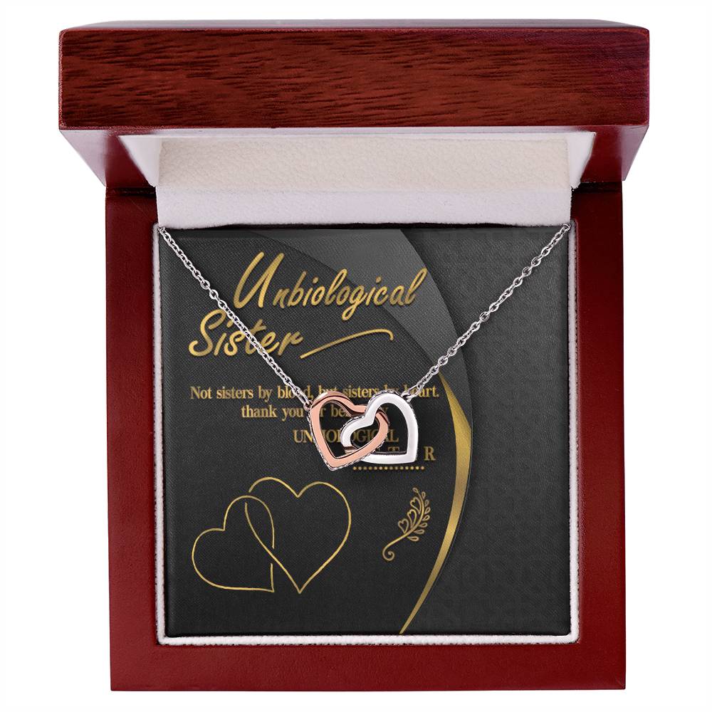 Unbiological Sister Interlocking Hearts Necklace