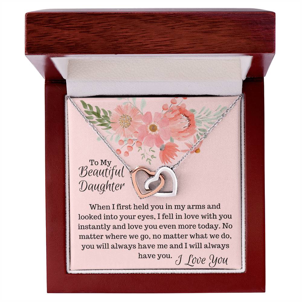 To My Beautiful Daughter - Interlocked Hearts Interlocking Hearts Necklace