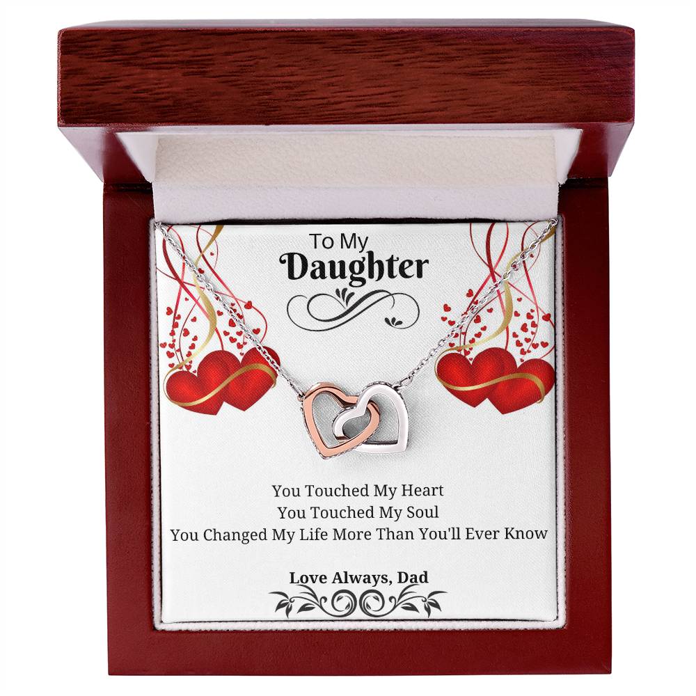 To My Daughter - You Touched My Heart & Soul Interlocking Hearts Necklace