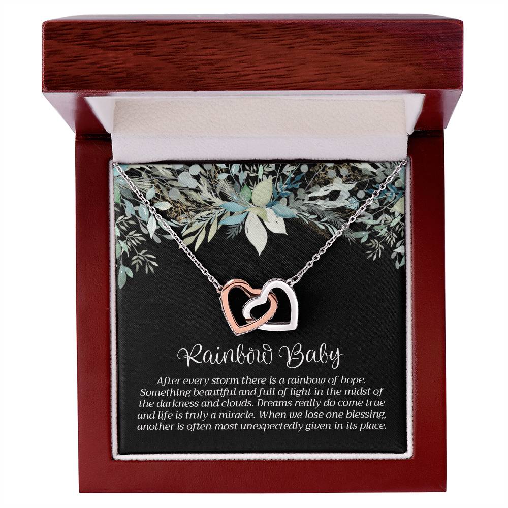 Rainbow Baby Necklace Interlocking Hearts Necklace