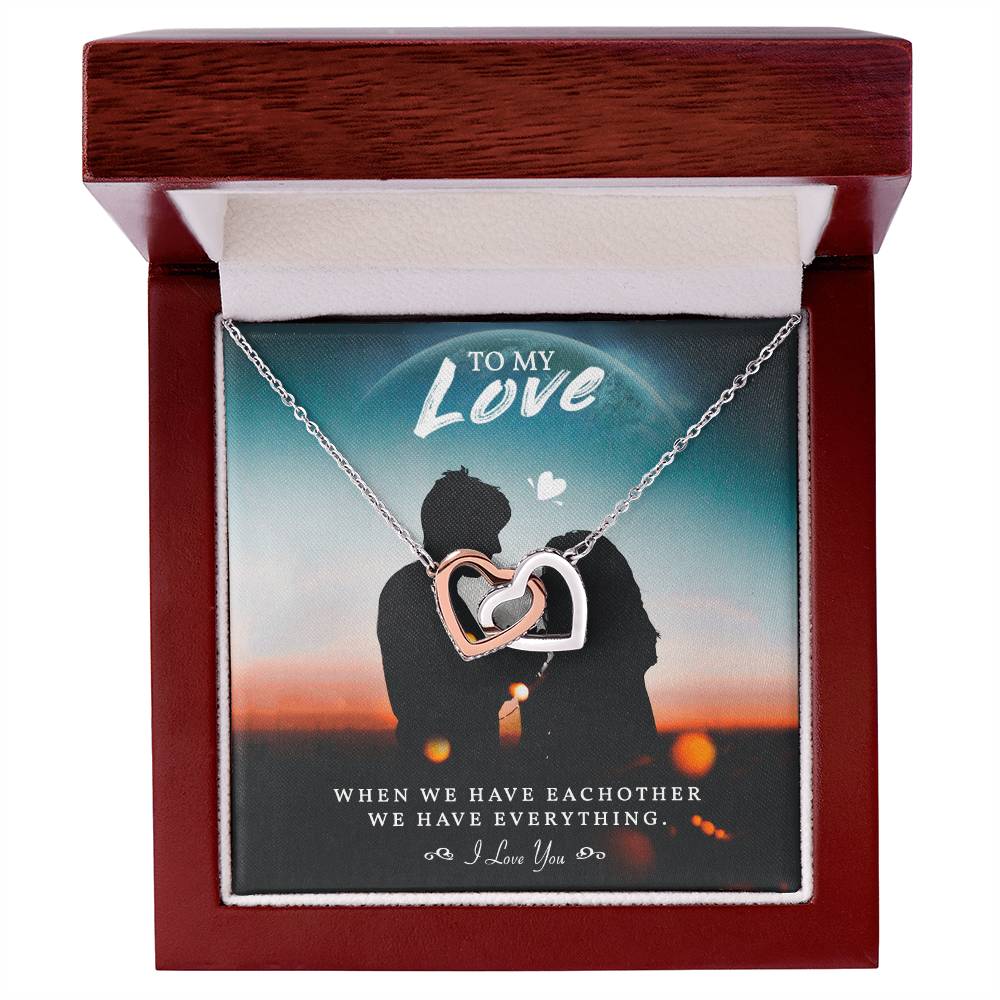 To My Love Necklace For Soulmate Jewelry For Soulmate Romantic Meaningful Valentine’S Day Gift Anniversary Birthday Gift For Her Interlocking Hearts Necklace