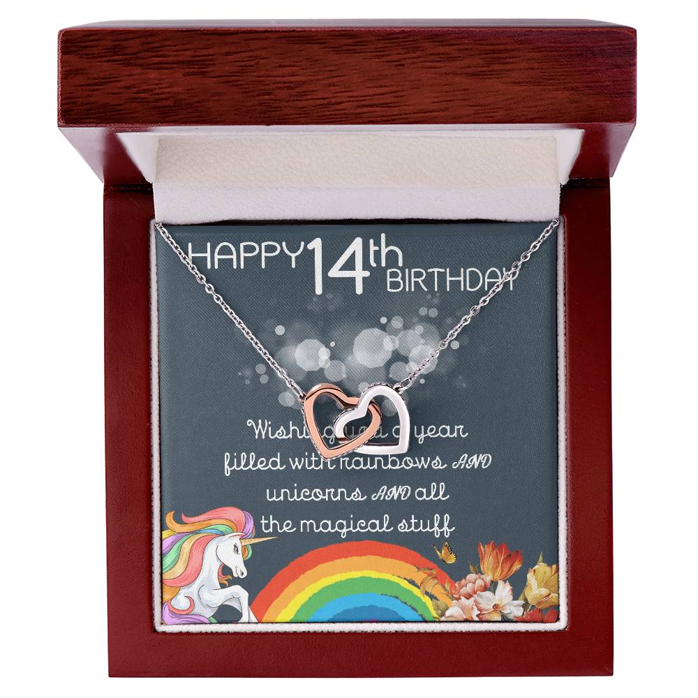 14Th Birthday Necklace Gifts For Girls Cute Unicorn 14 Years Old Girl Jewelry Gift For Daughter Niece Interlocking Necklace Xu246Il07 Interlocking Hearts Necklace