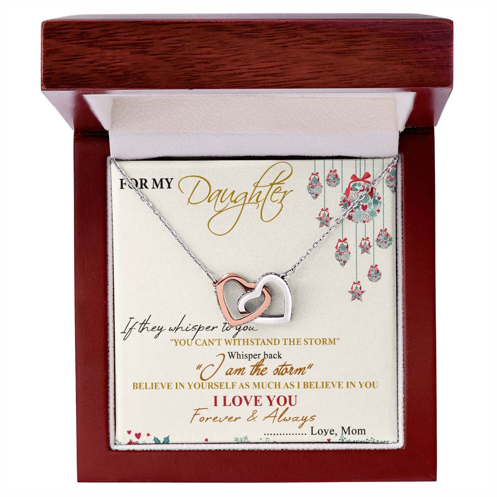 For My Daughter Interlocking Hearts Necklace Message Card