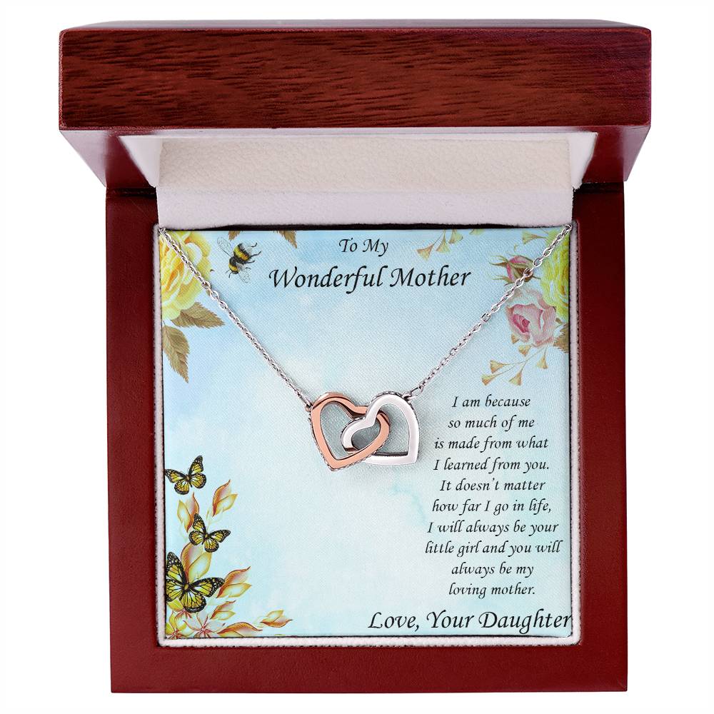 Beautiful Gold And Silver Interlocking Hearts Necklace Gift For Mother From Daughter