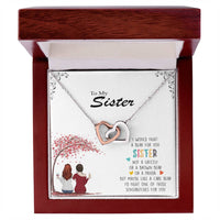 I Would Fight A Bear For You Sister - Personalized Necklace Interlocking Hearts Necklace