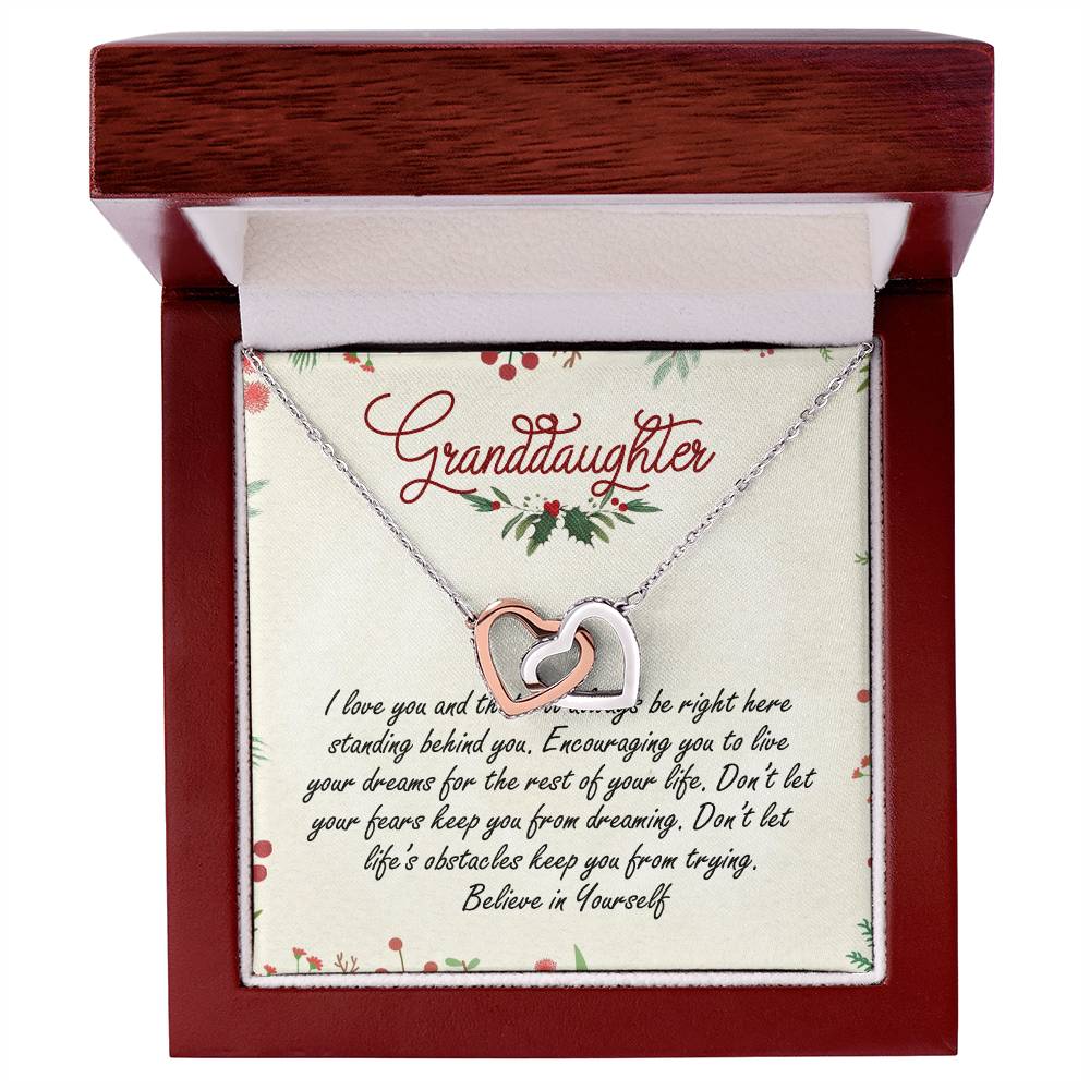 Granddaughter Interlocking Hearts Necklace Message Card