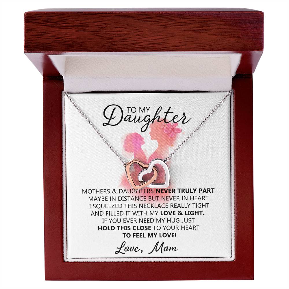 To My Daughter - Unique Interlocking Hearts Binding Necklace Gift Set Interlocking Hearts Necklace
