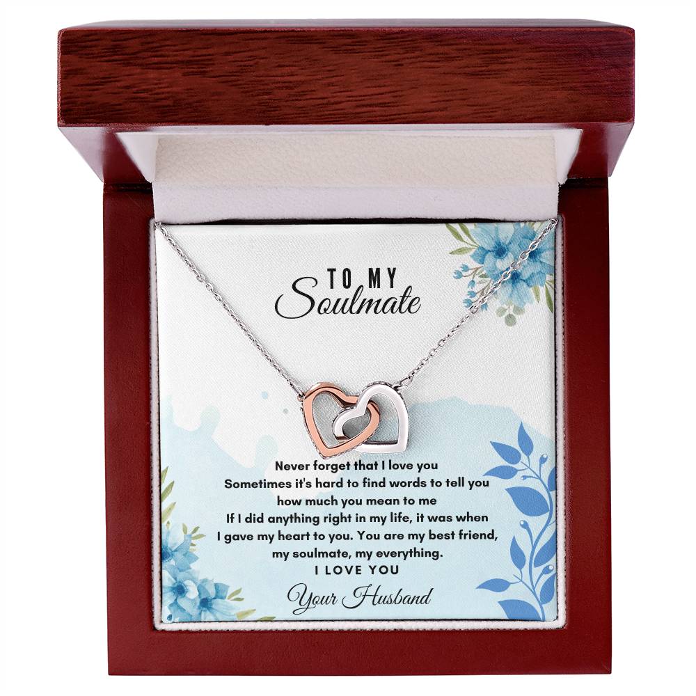 To My Soulmate Interlocking Hearts Necklace